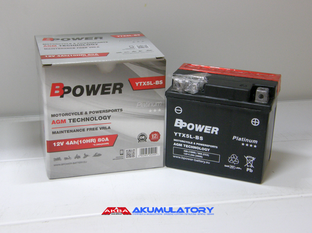 NOWY akumulator  BPower YTX5L-BS﻿ 12V 4Ah
