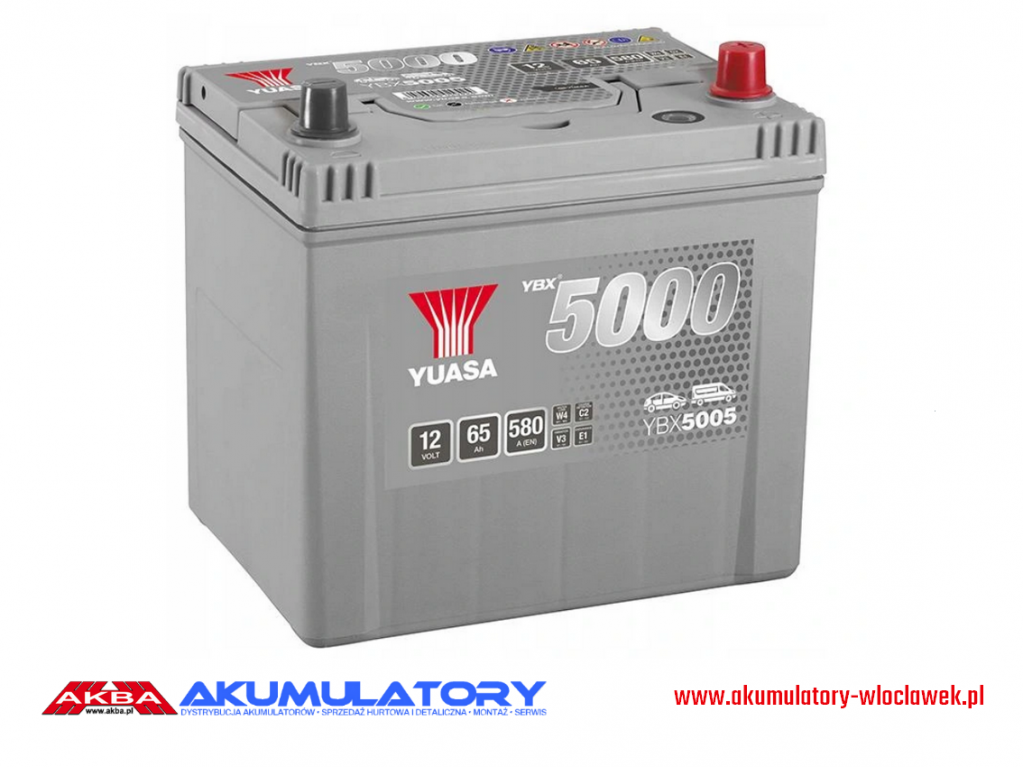 NOWY Akumulator YUASA YBX5005 12V 65Ah 580A 